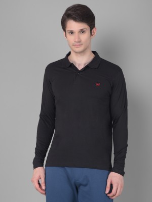 Force NXT Solid Men Polo Neck Black T-Shirt