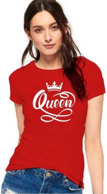 GNCT Printed Women Round Neck Red T-Shirt