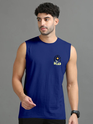 Triptee Printed Men Round Neck Dark Blue T-Shirt