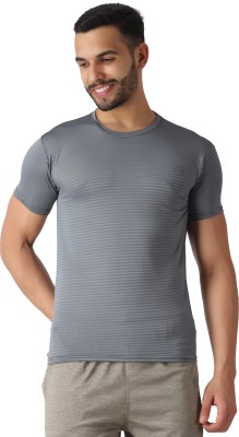 NDLESS SPORTS Self Design Men Round Neck Grey T-Shirt