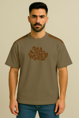 Culish Trend Typography Men Round Neck Grey T-Shirt