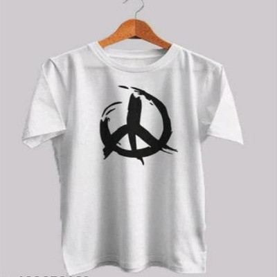SAHAL Printed Men Round Neck White T-Shirt