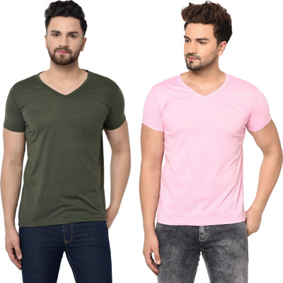 Adorbs Trend Solid Men V Neck Multicolor T-Shirt