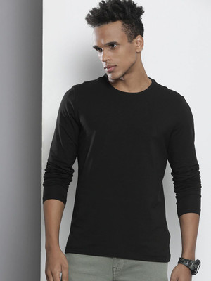 OrrganicChics Solid Men Round Neck Black T-Shirt