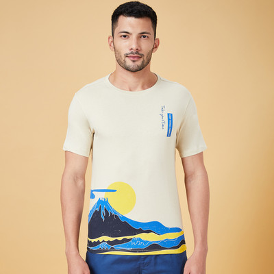 Urban Ranger by Pantaloos Printed Men Round Neck White T-Shirt