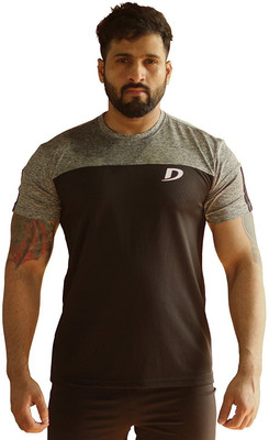Decisive Colorblock Men Round Neck Reversible Brown, Grey T-Shirt