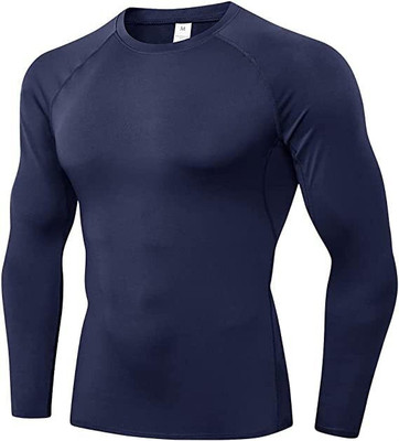 NINQ Solid Men Round Neck Dark Blue T-Shirt