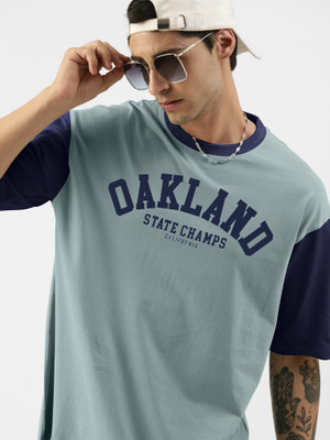 MANIAC Printed, Typography Men Round Neck Grey T-Shirt