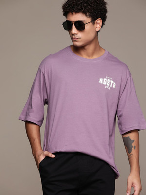 Roadster Printed Men Round Neck Purple T-Shirt