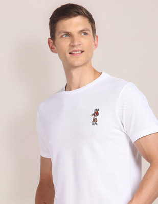 U.S. POLO ASSN. Solid Men Round Neck White T-Shirt