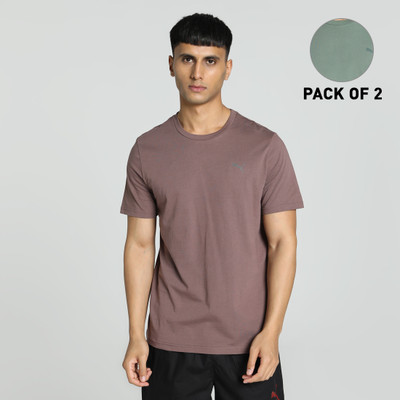 PUMA Solid Men Round Neck Green T-Shirt