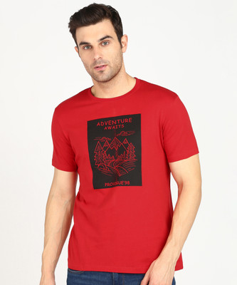 PROVOGUE Printed, Typography Men Round Neck Red T-Shirt