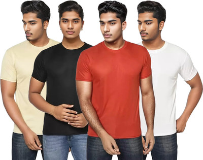 Expert Choice Solid Men Round Neck Multicolor T-Shirt