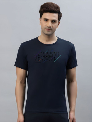 SZN Graphic Print Men Round Neck Blue T-Shirt