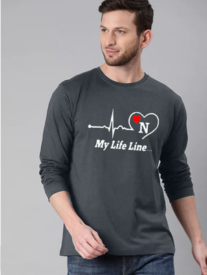 FastColors Printed, Typography Men Round Neck Grey T-Shirt
