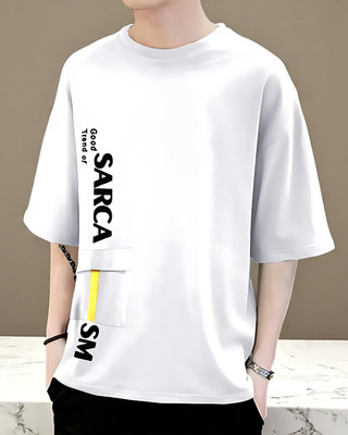 FASHIUM Printed Men Round Neck White T-Shirt