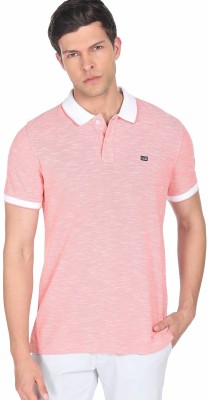 Arrow Sport Self Design Men Polo Neck Pink T-Shirt