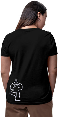 Fighterhero Printed Women Round Neck Black T-Shirt