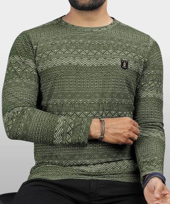 VeBNoR Printed Men Round Neck Dark Green T-Shirt