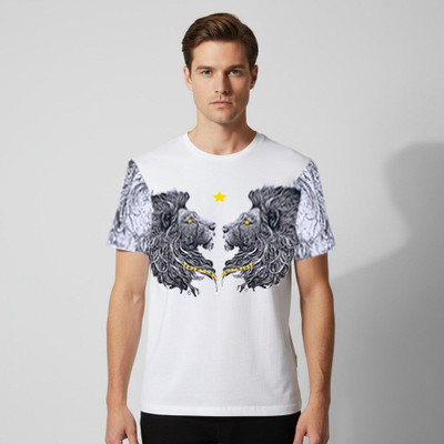 danzo Graphic Print, Printed Men Round Neck White T-Shirt