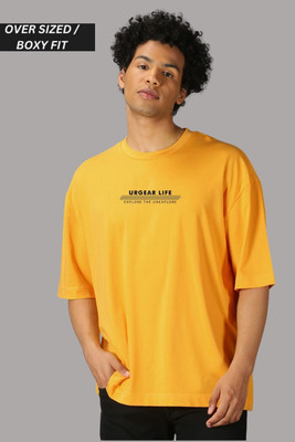 UrGear Printed Men Round Neck Yellow T-Shirt