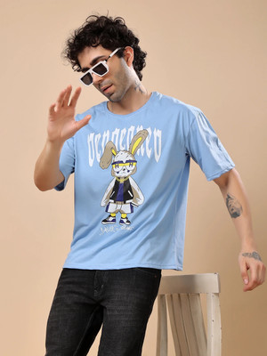 METRONAUT Solid Men Round Neck Light Blue T-Shirt