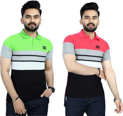 USPN Colorblock Men Polo Neck Multicolor T-Shirt