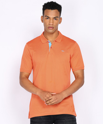 PARK AVENUE Printed Men Polo Neck Orange T-Shirt