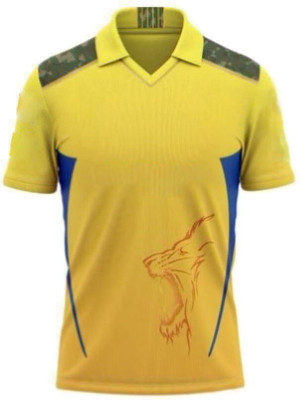 DOSTITCH Printed Men Polo Neck Yellow T-Shirt