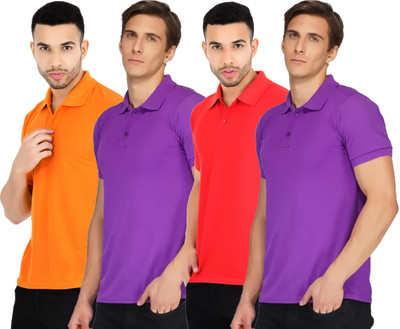 KEOTI Solid Men Polo Neck Multicolor T-Shirt