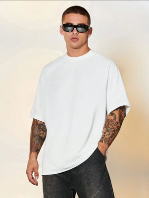 Lucyluciaa Solid Men Round Neck White T-Shirt
