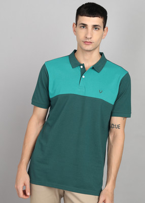 Allen Solly Colorblock Men Polo Neck Green T-Shirt