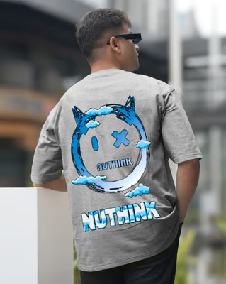 LGGARMENTS Printed Men Round Neck Grey T-Shirt