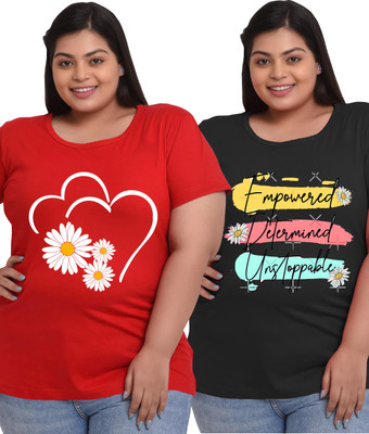 Elite soul Printed Women Round Neck Multicolor T-Shirt