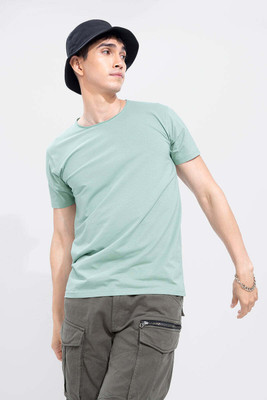 Snitch Solid Men Round Neck Green T-Shirt
