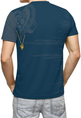 HouseOfCommon Printed Men Round Neck Blue T-Shirt