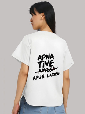 SZN Graphic Print Women Round Neck White T-Shirt