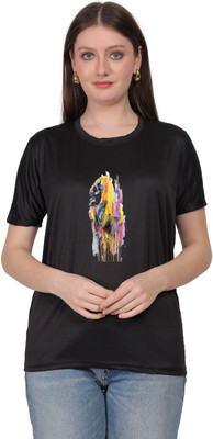 POONAMTRADERS Graphic Print Women Round Neck Black T-Shirt