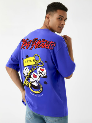 Fflirtygo Printed Men Round Neck Blue T-Shirt