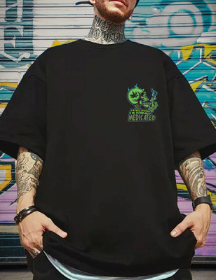 Manlino Graphic Print Men Round Neck Black T-Shirt
