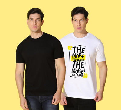 WOOSTRO Solid, Printed Men Round Neck Multicolor T-Shirt