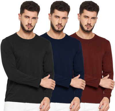 LazyChunks Solid Men Round Neck Multicolor T-Shirt