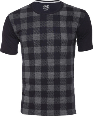 HouseOfCommon Printed Women Round Neck Dark Blue T-Shirt