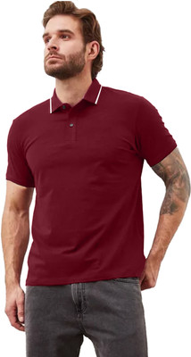JUST ROAR Solid Men Polo Neck Multicolor T-Shirt