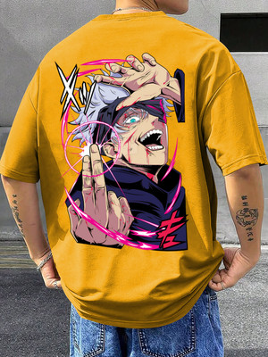 TeeBrozz Graphic Print Men Round Neck Yellow T-Shirt