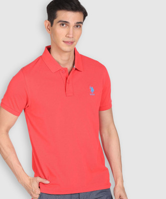 U.S. POLO ASSN. Solid Men Polo Neck Red T-Shirt