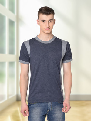 UNICUS APPAREL Colorblock Men Round Neck Dark Blue, Grey T-Shirt