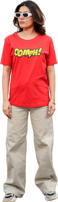 BLOOPERS Printed Women Round Neck Red T-Shirt