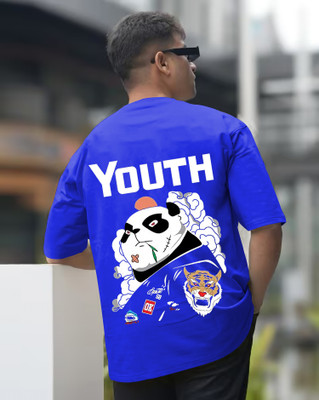 LGGARMENTS Printed, Typography Men Round Neck Blue T-Shirt