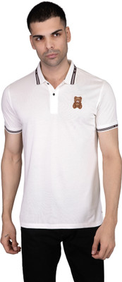 XARO Solid Men Polo Neck White T-Shirt